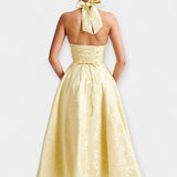 Midi Sukienka z Odkrytym Tyłem i Korsetowym Designem