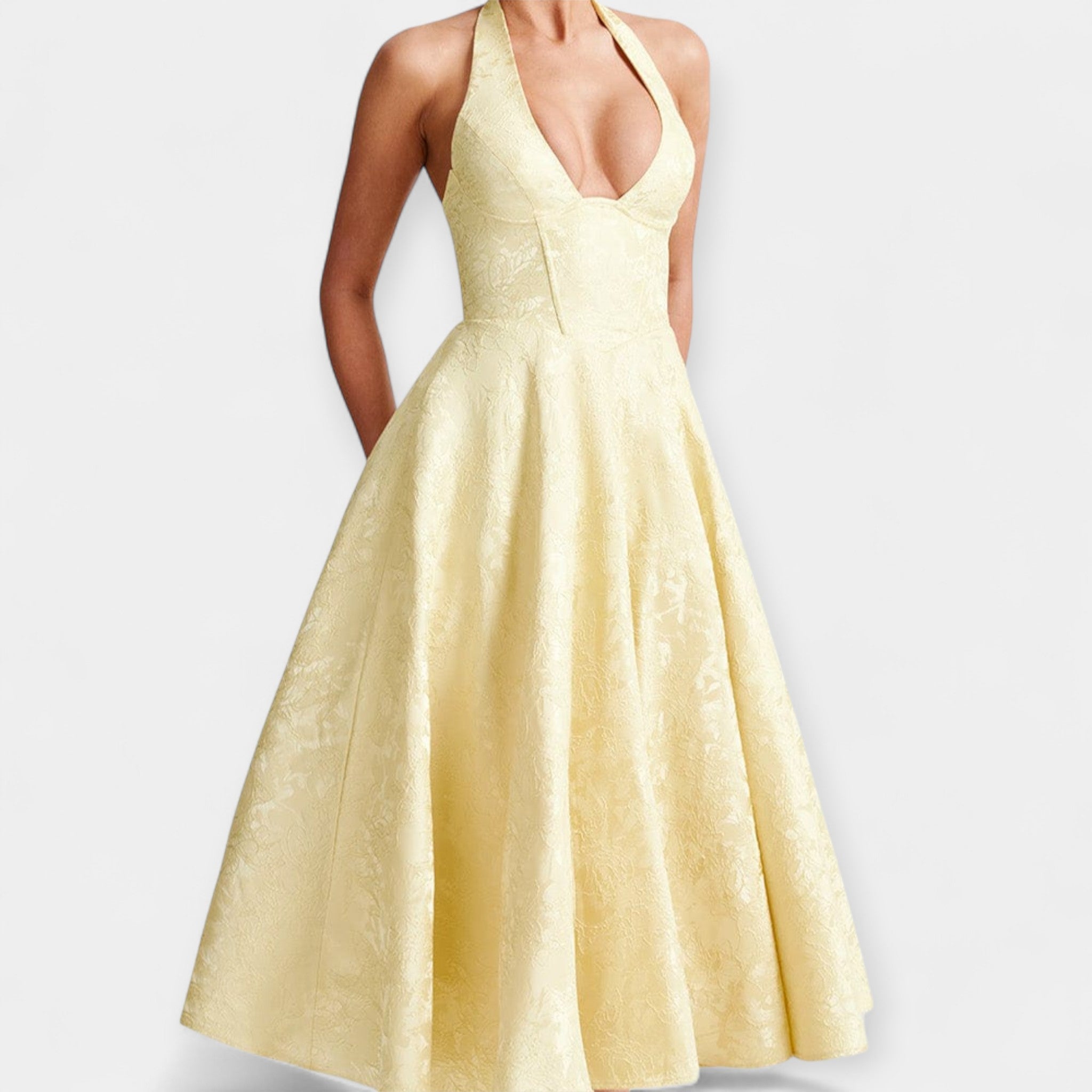 Midi Sukienka z Odkrytym Tyłem i Korsetowym Designem