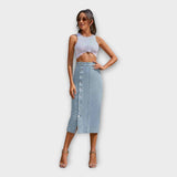 Maxi spódnica z guzikami