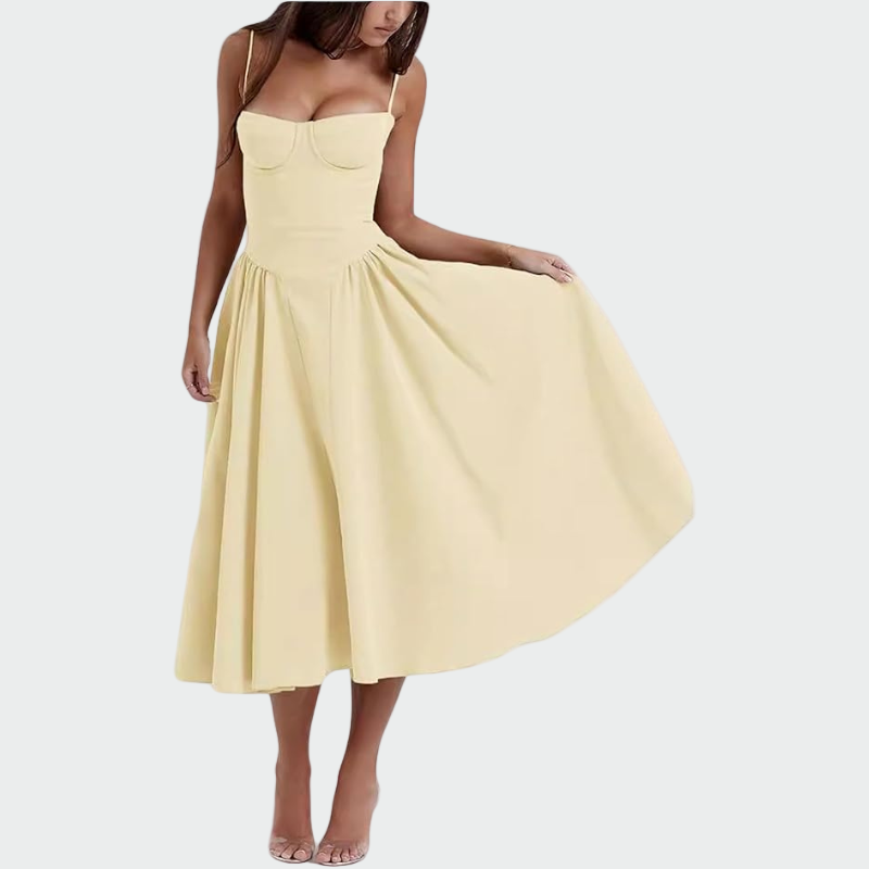 Sukienka maxi z satyny z cienkimi ramiączkami