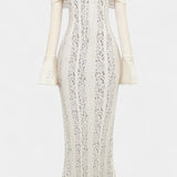 Maxi sukienka "Josipa" z odkrytymi ramionami z koronki