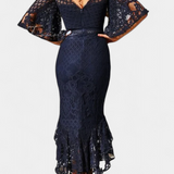 Ksenia Midi Sukienka z Koronki z Dekoltem w Kształcie Serca