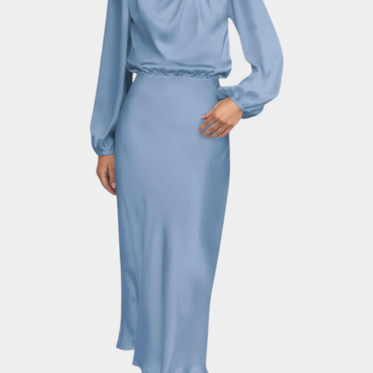 Maria Maxi Sukienka z Wysokim Kołnierzem i Kolorowymi Detalami