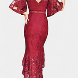 Ksenia Midi Sukienka z Koronki z Dekoltem w Kształcie Serca