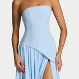 Sukienka bez Rękawów z Szyfonu z Bocznie Rozcięciem