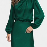 Maria Maxi Sukienka z Wysokim Kołnierzem i Kolorowymi Detalami