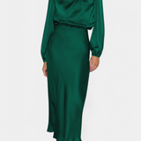 Maria Maxi Sukienka z Wysokim Kołnierzem i Kolorowymi Detalami