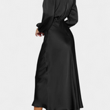 Maria Maxi Sukienka z Wysokim Kołnierzem i Kolorowymi Detalami