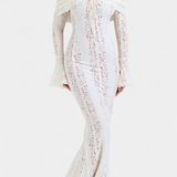 Maxi sukienka "Josipa" z odkrytymi ramionami z koronki