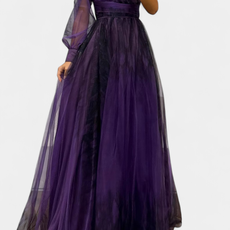 Natalia Maxi Sukienka z Szyfonu z Odkrytym Ramieniem i Objętościowym Kwiatem