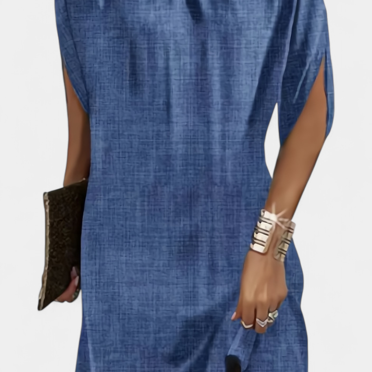 Sukienka Ena Midi Bez Czasowych Ram z Okrągłym Dekoltem