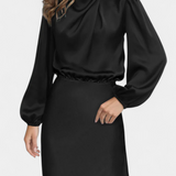 Maria Maxi Sukienka z Wysokim Kołnierzem i Kolorowymi Detalami