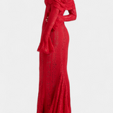 Maxi sukienka "Josipa" z odkrytymi ramionami z koronki