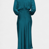 Maria Maxi Sukienka z Wysokim Kołnierzem i Kolorowymi Detalami