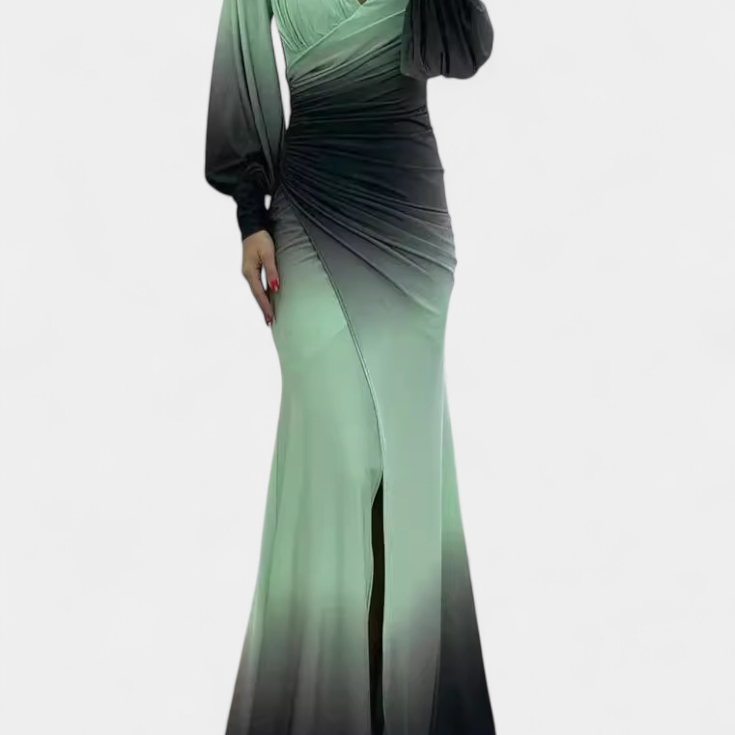 Sukienka Sylwiana Maxi Ombre z Odkrytymi Ramionami