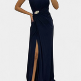 Sukienka Maxi Emilia z Plisowaniami i Boku