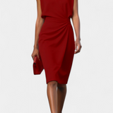 Sukienka Masha Midi z Długimi Rękawami i Okrągłym Dekoltem