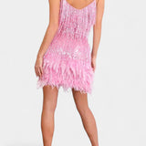 Miryana Mini Sukienka z Piórami