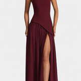 Sukienka bez Rękawów z Szyfonu z Bocznie Rozcięciem