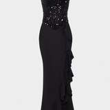 Sukienka Midi Filipa z Gorsetem i Asymetrycznymi Falbanami