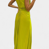 Sukienka Maxi Emilia z Plisowaniami i Boku