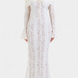 Maxi sukienka "Josipa" z odkrytymi ramionami z koronki