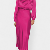 Maria Maxi Sukienka z Wysokim Kołnierzem i Kolorowymi Detalami