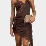 Katarina Mini Sukienka z Ramiączkami i Koronką