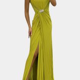 Sukienka Maxi Emilia z Plisowaniami i Boku