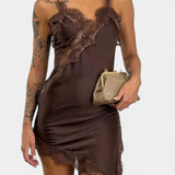 Katarina Mini Sukienka z Ramiączkami i Koronką