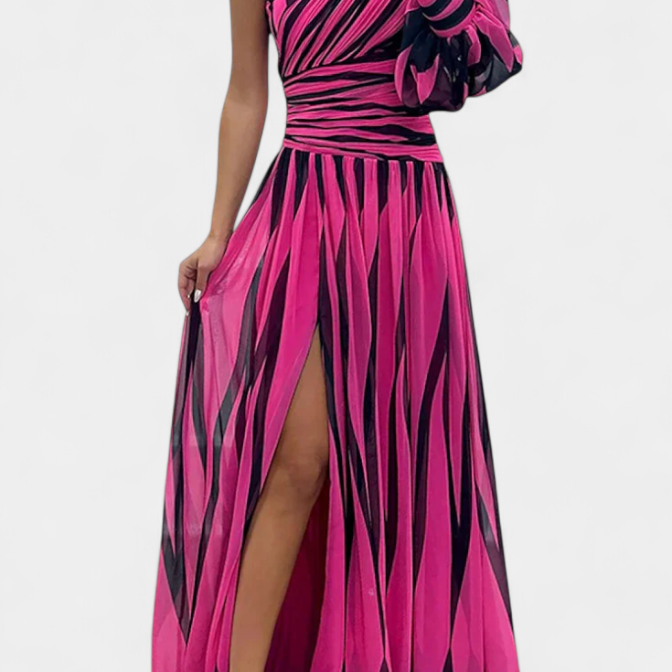 Walentyna Elegancka Maxi Sukienka na Jedno Ramię