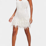 Miryana Mini Sukienka z Piórami