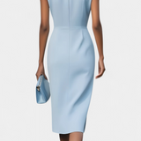 Sukienka Masha Midi z Długimi Rękawami i Okrągłym Dekoltem