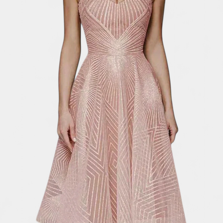 Długą Suknię z Haftem i Sylwetką A