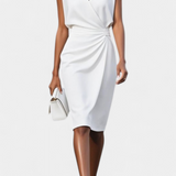 Sukienka Masha Midi z Długimi Rękawami i Okrągłym Dekoltem