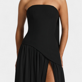 Sukienka bez Rękawów z Szyfonu z Bocznie Rozcięciem