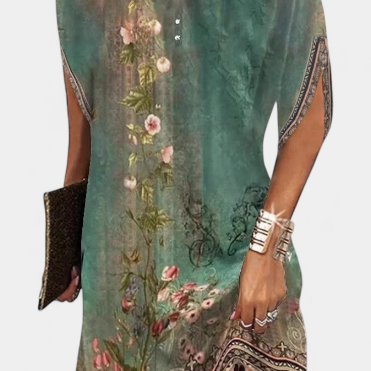 Sukienka Ena Midi Bez Czasowych Ram z Okrągłym Dekoltem