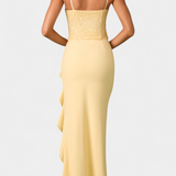 Sukienka Midi Filipa z Gorsetem i Asymetrycznymi Falbanami