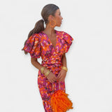 Sukienka z Rękawami i Falbanami