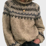 Spleciony Damski Sweter z Okrągłym Dekoltem