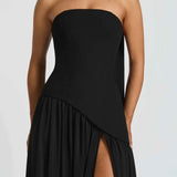 Malia | Długa suknia ślubna z rozcięciem i drapowaniem