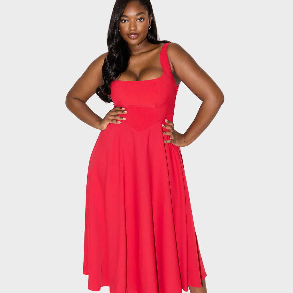 Wieczna Midi Sukienka z Elegancką Linią i Naturalnym Ruchem